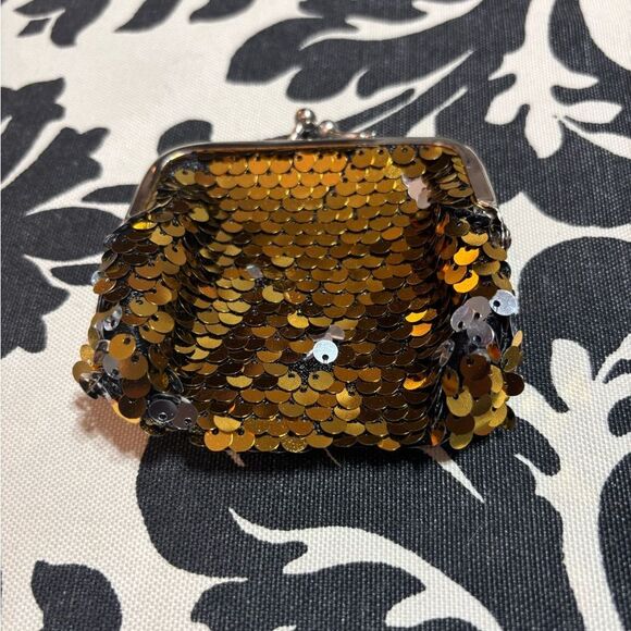 New Gold Sequin Coin Purse Reversible Sequins Mini Wallets Magic Flip Sequin - Picture 1 of 7